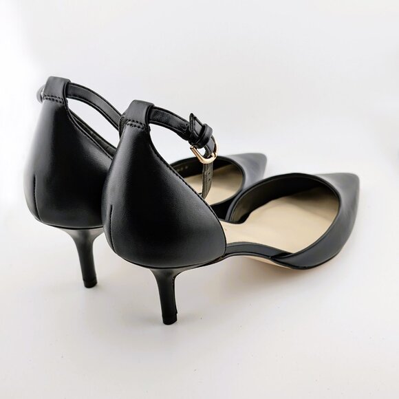 NEW in the Box, Pointed Toe Ankle Strap Kitten Heel Pumps, Black, Women's Size 9 - Picture 3 of 10
